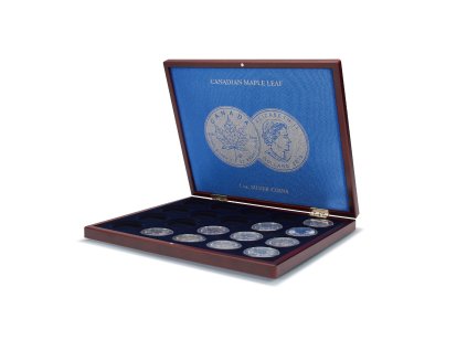 volterra uno muenzkassette fuer 20 silbermuenzen maple leaf in kapseln mahagoni