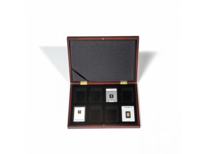 kassette volterra fuer 8x goldbarren in blisterverpackung mahagoni