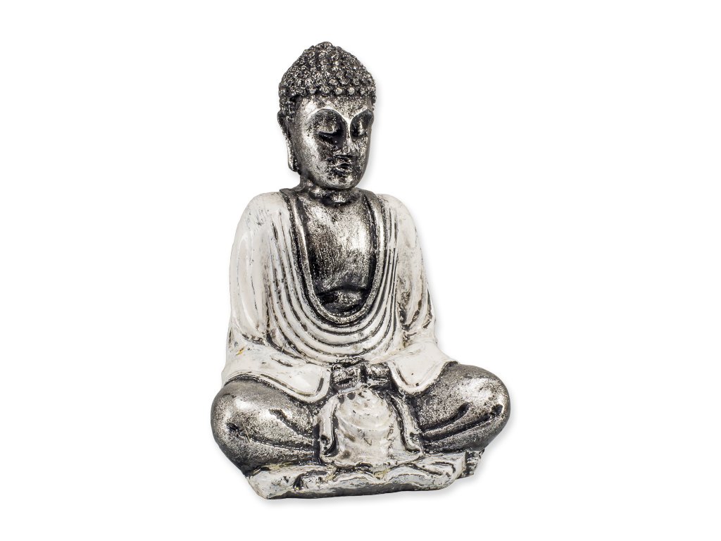 1200373 Soška Budha strieborný Mini biely