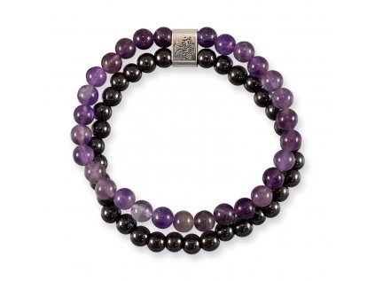 603678 Ametyst & Hematit gulockovy dvojity naramok magneticky