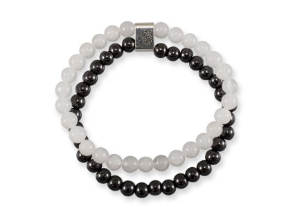 603680 Kristal & Hematit gulockovy dvojity naramok magneticky