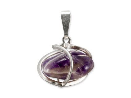 603808 Ametyst Uruguay prívesok tromlovaný postriebrená klietka