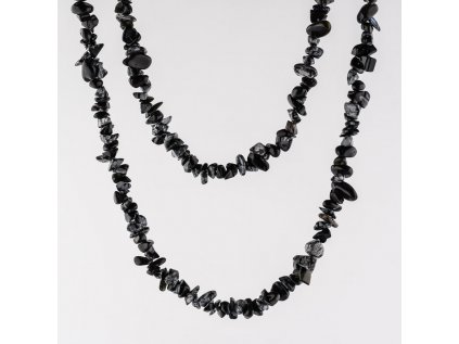 Obsidián vločkový USA  náhrdelník sekaný 90cm