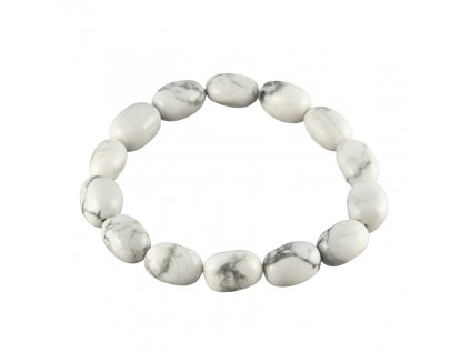 Magnezit (Howlit biely) Zimbabwe  náramok hrubý olivový 18cm