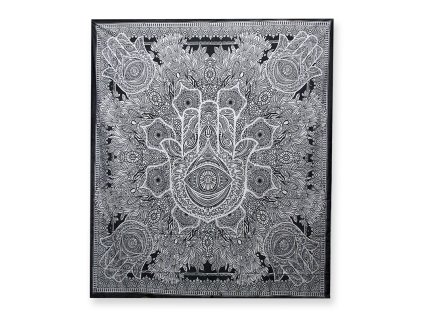 1200342 Prikrývka bavlnená B&W dvojlôžko Hamsa 230 x 200 cm