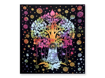 1200350 Prikrývka bavlnená COLOR jednolôžko Bodhi strom 130 x 200 cm