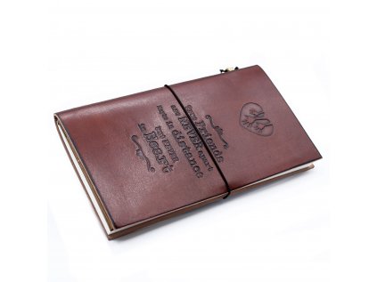 Zápisník kožený  Skutoční Priatelia - hnedý 80 strán (22x12x1,5 cm)