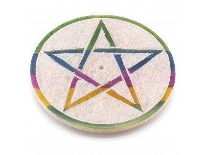 Stojan na vonné tyčinky Pentagram - mastencový kruh  8 cm