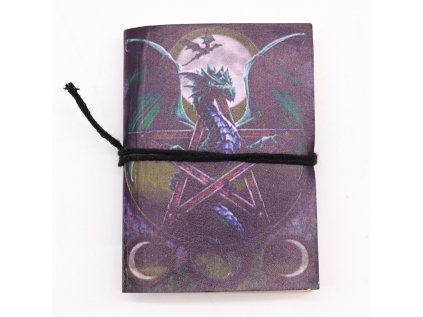 Zápisník kožený - gotický  Drak s Pentagramom 7 x 10 cm