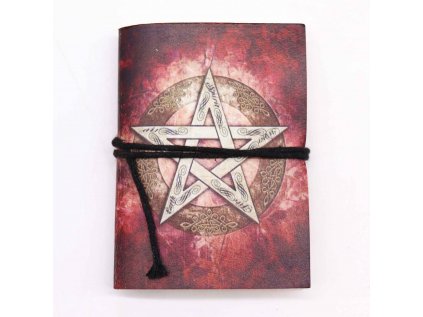 Zápisník kožený - gotický  Pentagram 7 x 10 cm