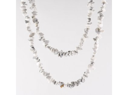 Magnezit (Howlit biely) Zimbabwe  náhrdelník sekaný 45cm