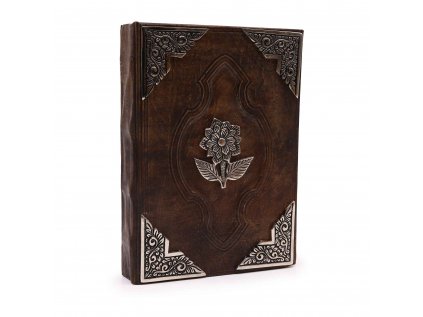 Zápisník kožený Zinkový dekor Ruža  26x18cm, 200 strán
