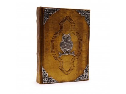 Zápisník kožený Zinkový dekor Sova  26x18cm, 200 strán