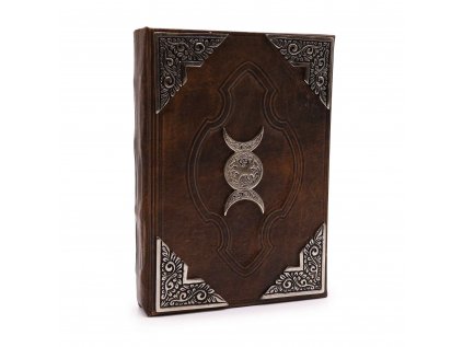 Zápisník kožený Zinkový dekor Trojitý Mesiac  26x18cm, 200 strán