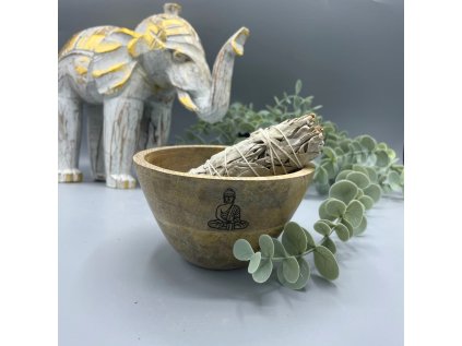 Rituálna miska drevená - Buddha  12 x 7 cm