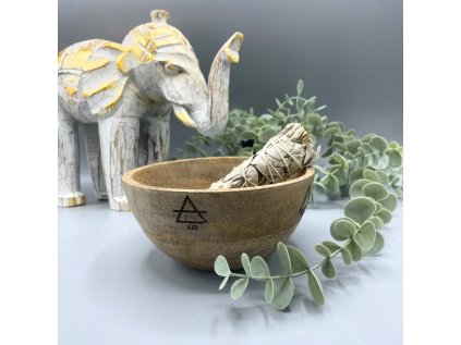 Rituálna miska drevená - Štyri elementy  14 x 7 cm