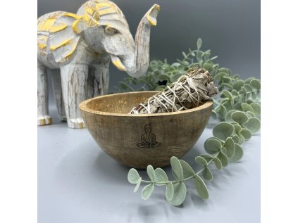 Rituálna miska drevená - Buddha  14 x 7 cm