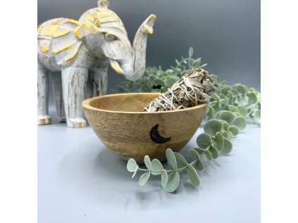 Rituálna miska drevená - Tri Mesiace  14 x 7 cm