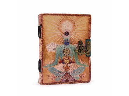 Zápisník kožený - "Budha Sedem Čakier"  12,5 x 17,5cm