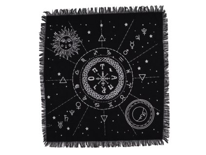 Rituálne oltárne plátno strapcové  Mesiac vs Slnko - 50 x 50 cm