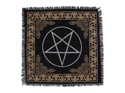 Rituálne oltárne plátno strapcové  Pentagram Kelt - 50 x 50 cm
