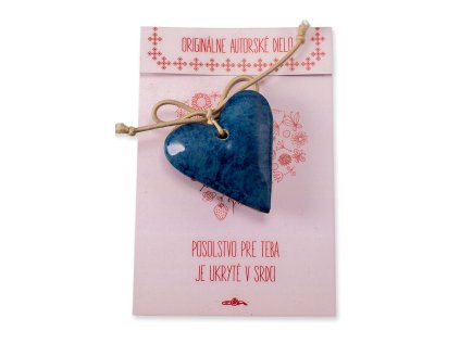 Srdce s posolstvom Modré  4,7 x 5 cm