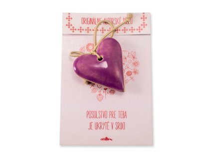 Srdce s posolstvom Fialové  4,7 x 5cm