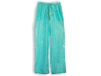 Nomád Sari - Nohavice Ručne Maľované - Zlaté ryby - Tyrkysové  L/XL