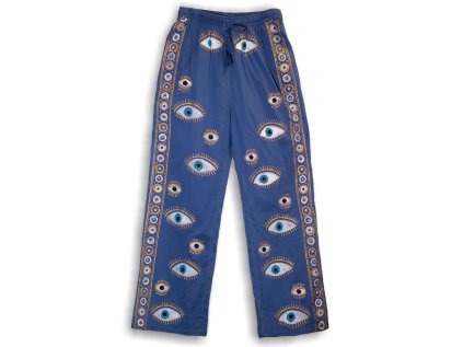 Nomád Sari - Nohavice Ručne Maľované - Zlaté oko - Modré  L/XL