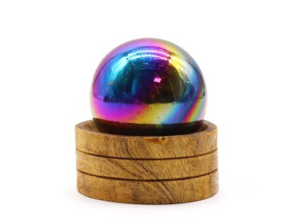 Guľa Ametystová Aura  50mm drevený stojan