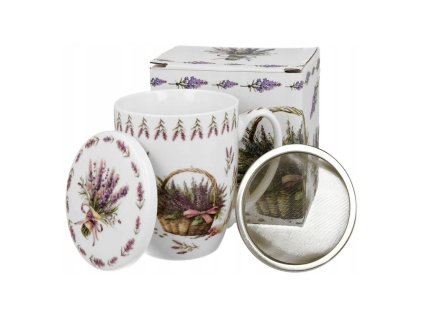 Hrnček byl.inkový Kôš levandulí  0,35l porcelán