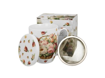 Hrnček bylinkový Kôš pivoniek  0,35l porcelán