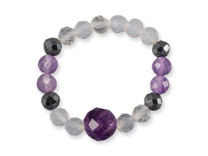 Prsteň s kameňmi - Spln - Opalit, Ametyst