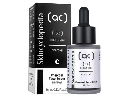 SKINCYCLOPEDIA Lehké peelingové sérum na obličej s aktivním uhlím, mandlovým olejem a AHA/PHA 30 ml