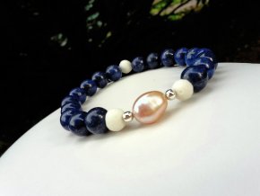 Yoko Náramek (lapis lazuli, perleť, perla,Ag )1