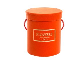 Flower box oranžový sametový, 18x15,5 cm