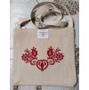 Folklórní kabelka režná - SRDCE S KVĚTINAMI