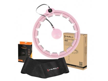 Sada masážní hula hoop HMS HHW09 se závažím a počítadlem a zeštíhlujícího pásu BR163 růžová