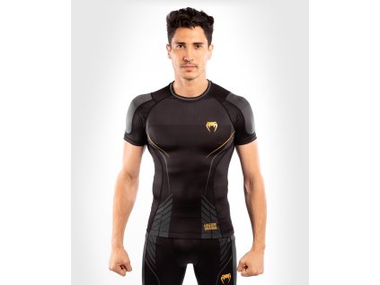 Rashguard Venum Athletics krátký rukáv černo-zlatá (Velikost XXL)