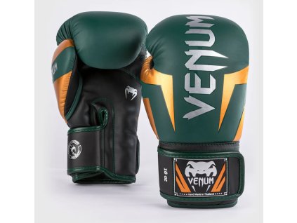 Boxerské rukavice Venum Elite zelená/bronze/stříbrná (Velikost 10oz)