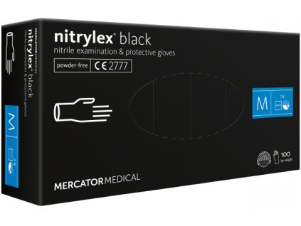 Jednorázové nitrilové zdravotnické rukavice Mercator Medical NITRYLEX černé 100 ks