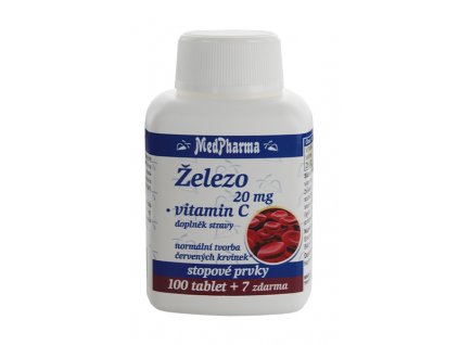MedPharma Železo 20 mg + vitamin C, 107 tablet (Velikost 107 tablet)