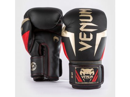 Boxerské rukavice Venum Elite černá/zlatá/červená (Velikost 10oz)