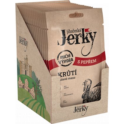 Jihočeské Jerky krůtí - s pepřem 20 g - Krabička