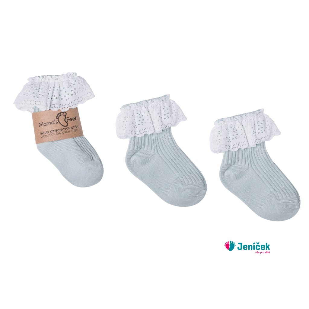 Mama's Feet Dětské ponožky Vintage Love Minty mintové