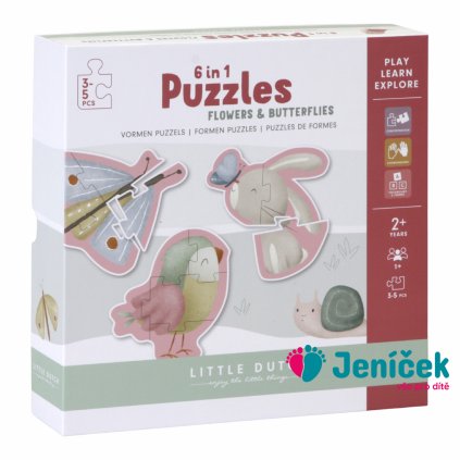 Puzzle 6v1 Květiny a motýli