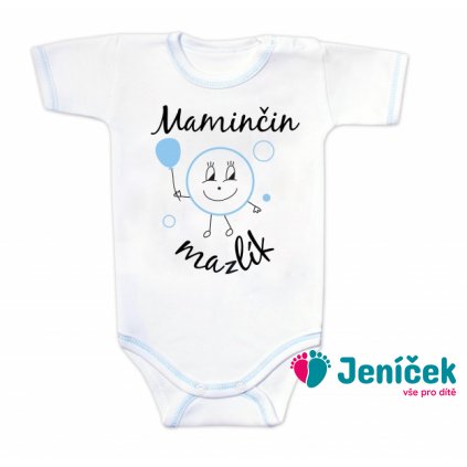 Body krátký rukáv s vtipným textem Baby Nellys, Maminčin mazlík, vel. 80