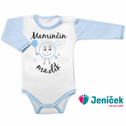 Body dlouhý rukáv s vtipným textem Baby Nellys, Maminčin mazlík