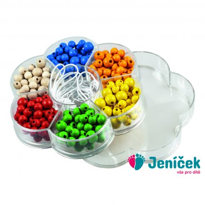 Detoa Dřevěné perličky v kytičce barevné