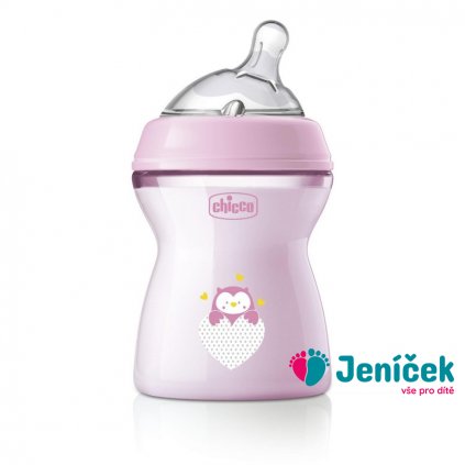 CHICCO Láhev kojenecká Natural Feeling 250 ml dívka 2m+